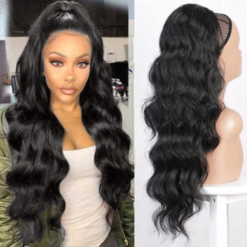 Coada de Par cu snur Negru, 70 cm